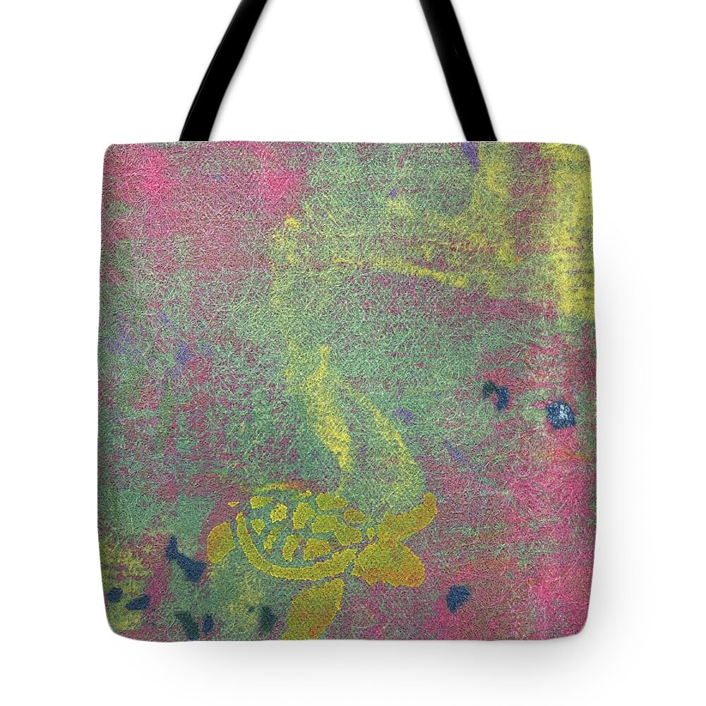 Clay Monoprint Tote Bag featuring the mixed media Slowing Down to Catch the Flow by Susan Richards