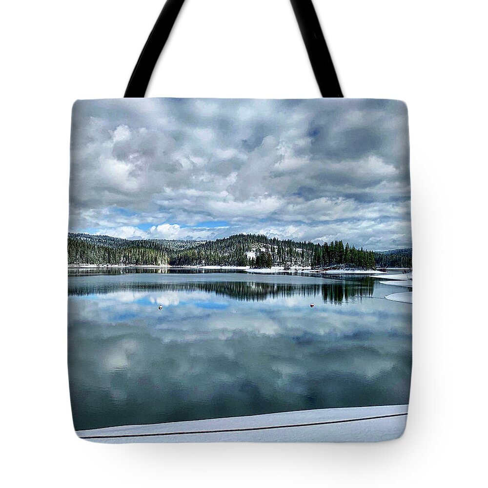 Winter Tote Bag featuring the photograph Sly Park Lake by Steph Gabler