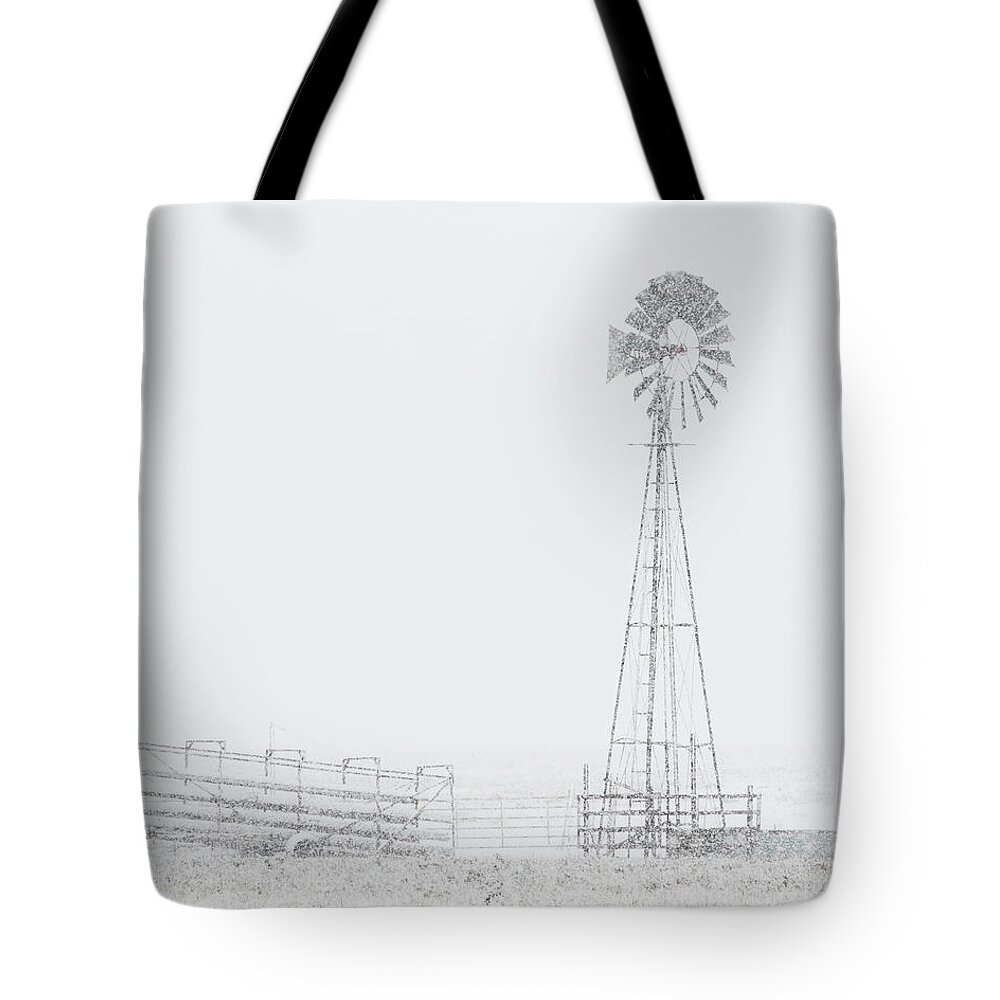 Kansas Tote Bag featuring the photograph Snow and Windmill 03 by Rob Graham