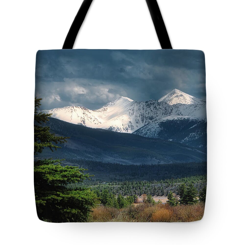 Nature Tote Bag featuring the photograph Snow Capped Colorado Rockies by G Lamar Yancy