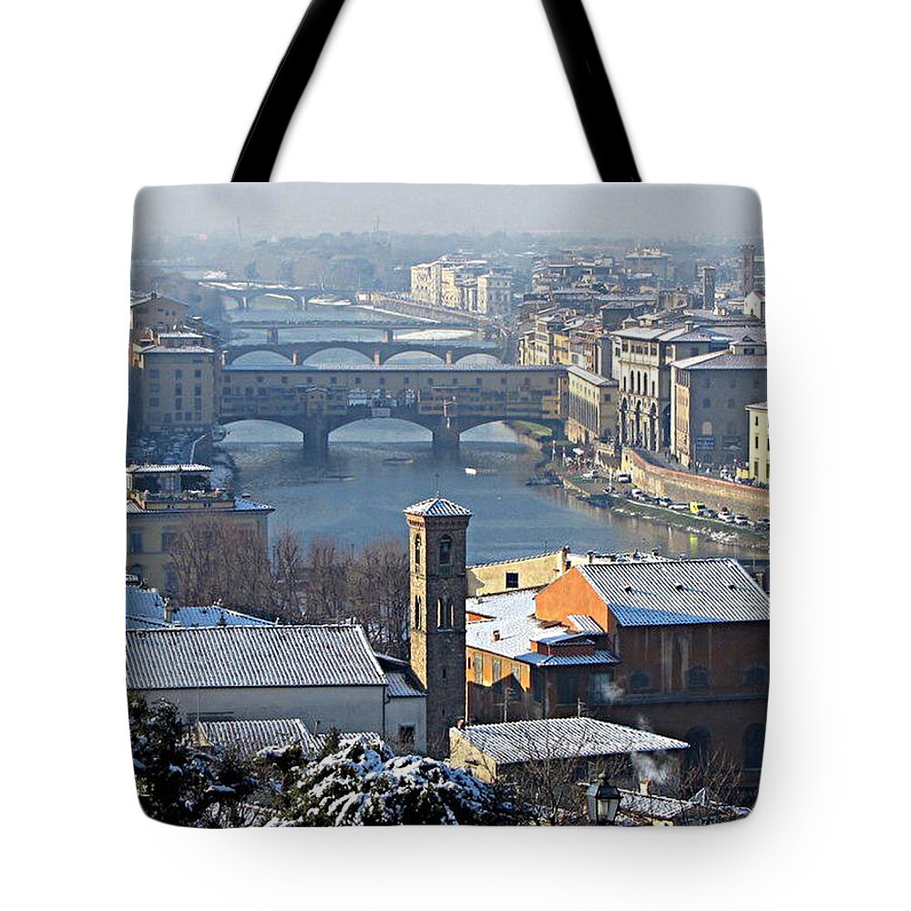 Arch Tote Bag featuring the photograph Snow In Florence by I Like Photogr