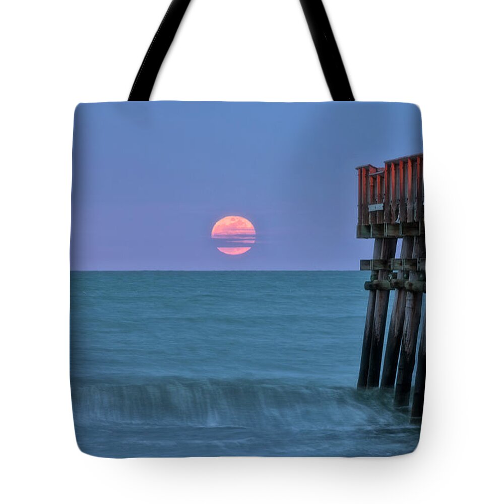 Snow Moon Tote Bag featuring the photograph Snow Moon by Russell Pugh
