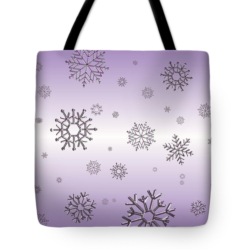 Snowflakes Tote Bag featuring the digital art Snowflakes by Rachel Hannah