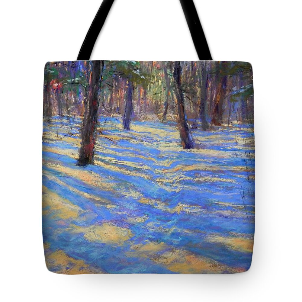 Nature Tote Bag featuring the painting Snowy Path by Michael Camp