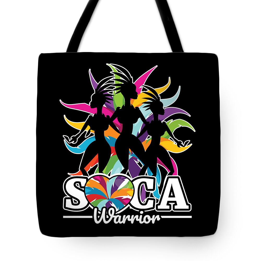 Dancehall Tote Bag featuring the digital art Soca Warrior design Party Gift for Carnival Music and Wining Caribbean Reggae Dancehall Culture Wine and Grind by Martin Hicks
