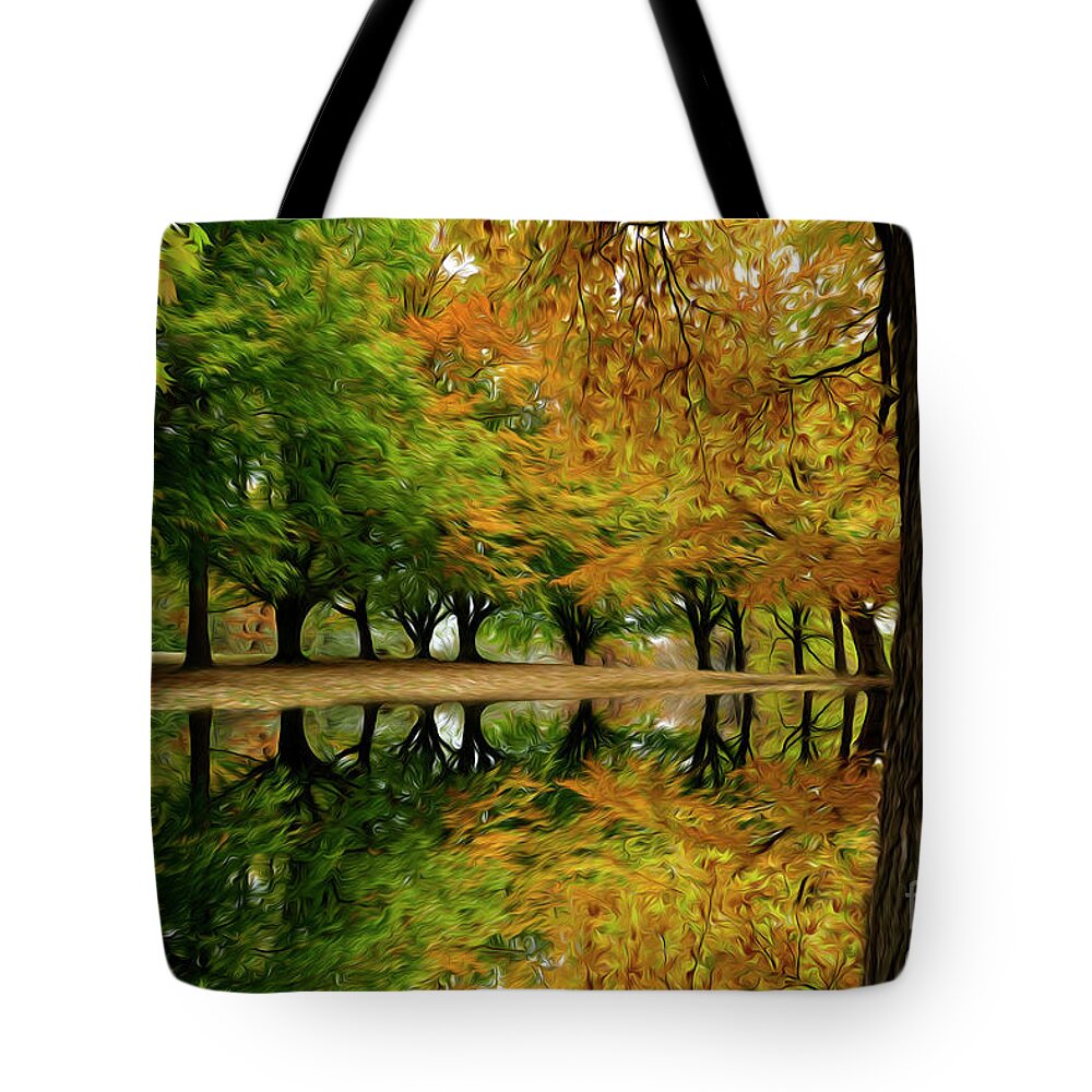 Autumn Tote Bag featuring the mixed media Soft Autumn Colors Painting by Sandra J's