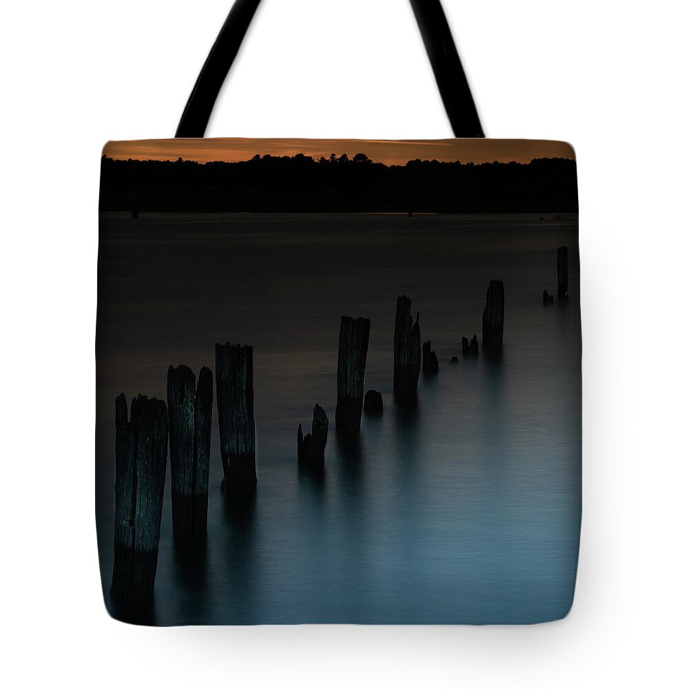 Pilings Tote Bag featuring the photograph Soft Exit by Vicky Edgerly
