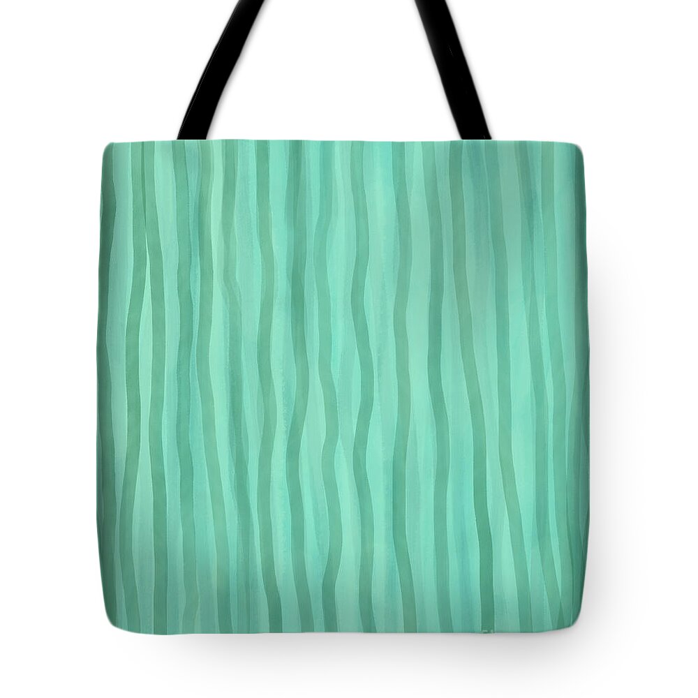 Soft Green Lines Tote Bag featuring the digital art Soft Green Lines by Annette M Stevenson