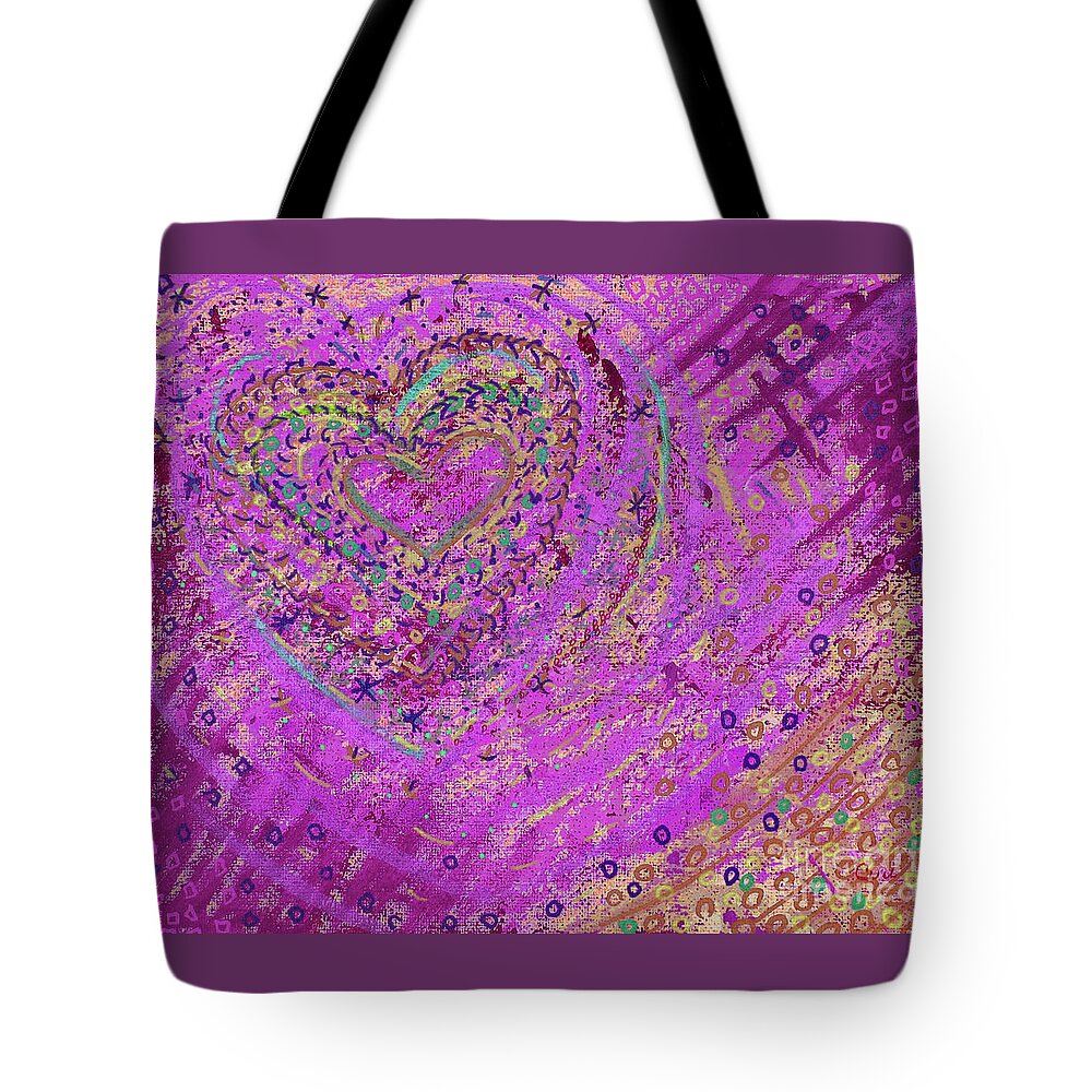 Funky Heart Art Print Tote Bag featuring the digital art Soft Heart of Pink by Corinne Carroll