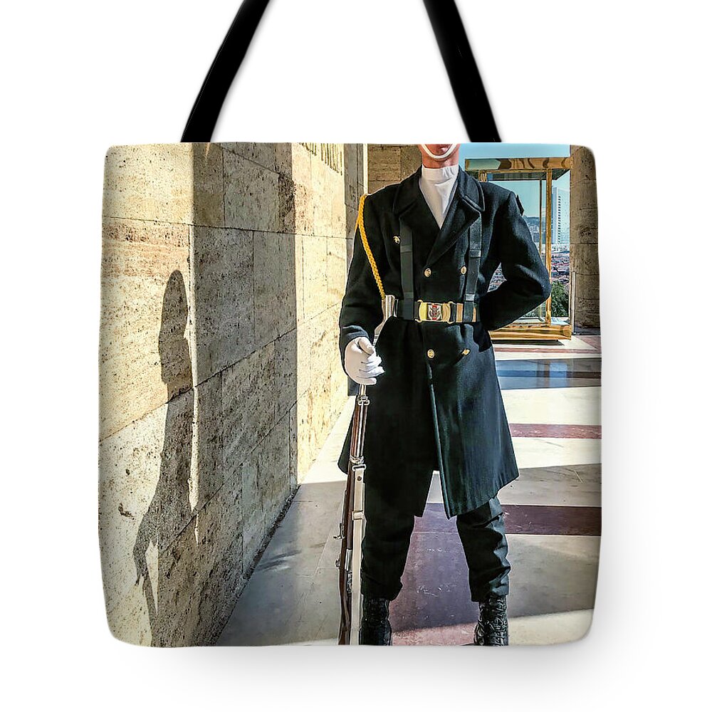 Ankara Tote Bag featuring the photograph Soldier by Maria Coulson