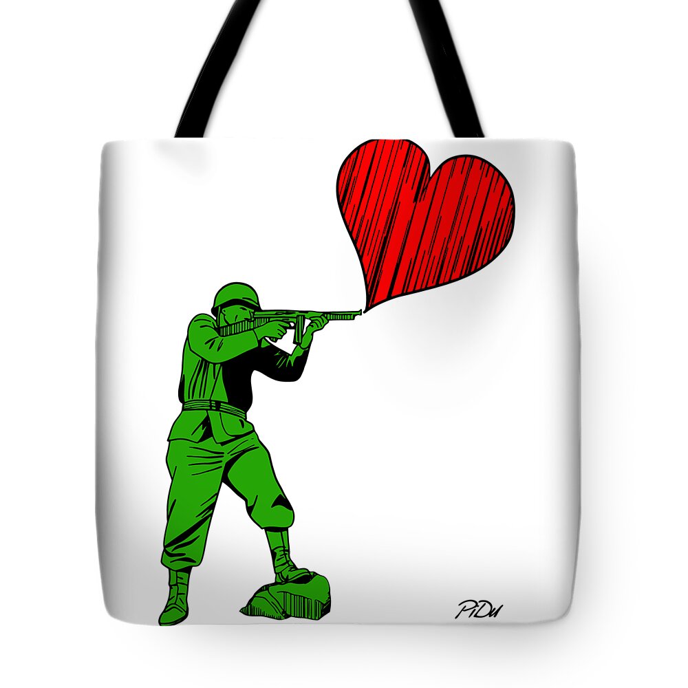 Military Tote Bag featuring the digital art Soldier of Love by Piotr Dulski