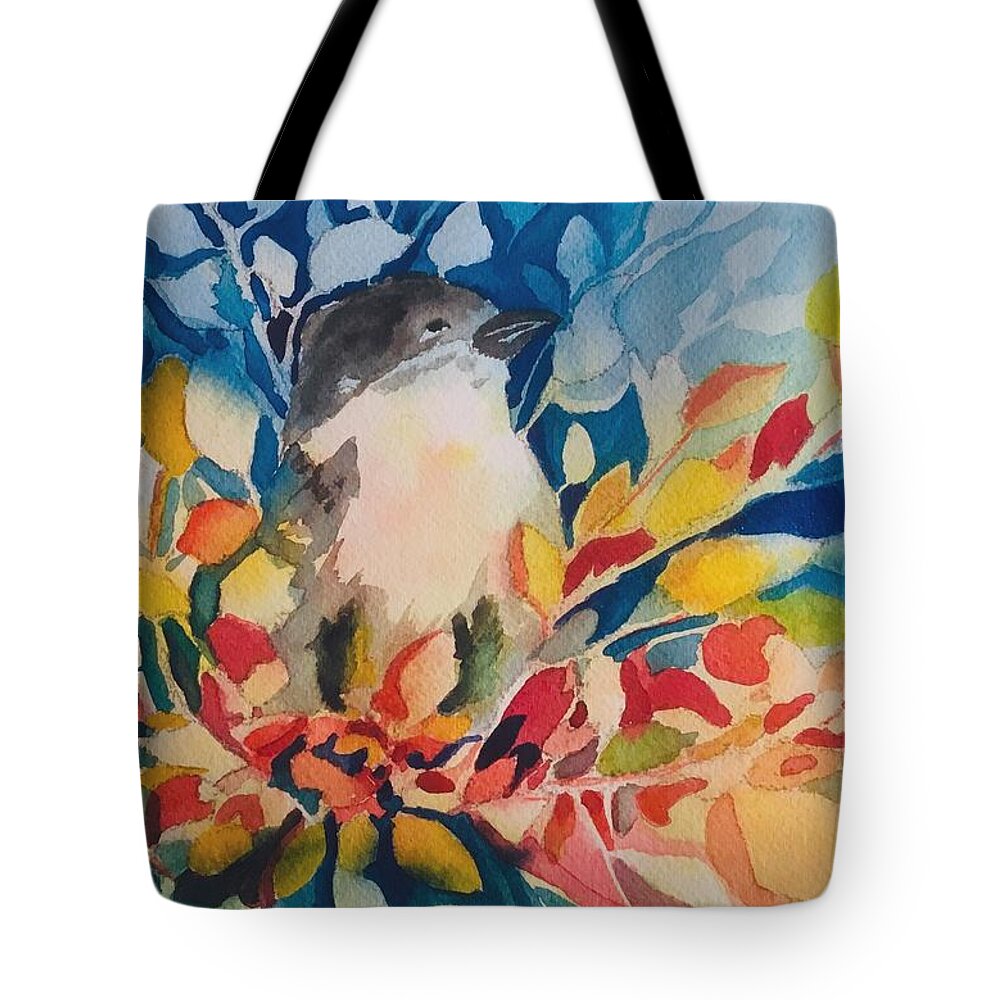 Bird Tote Bag featuring the painting Song bird by Sonia Mocnik