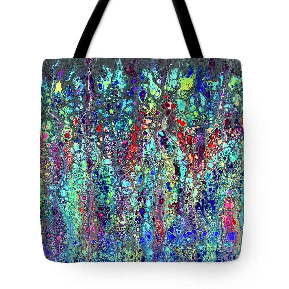 Poured Acrylics Tote Bag featuring the painting Sorcerer's Garden by Lucy Arnold