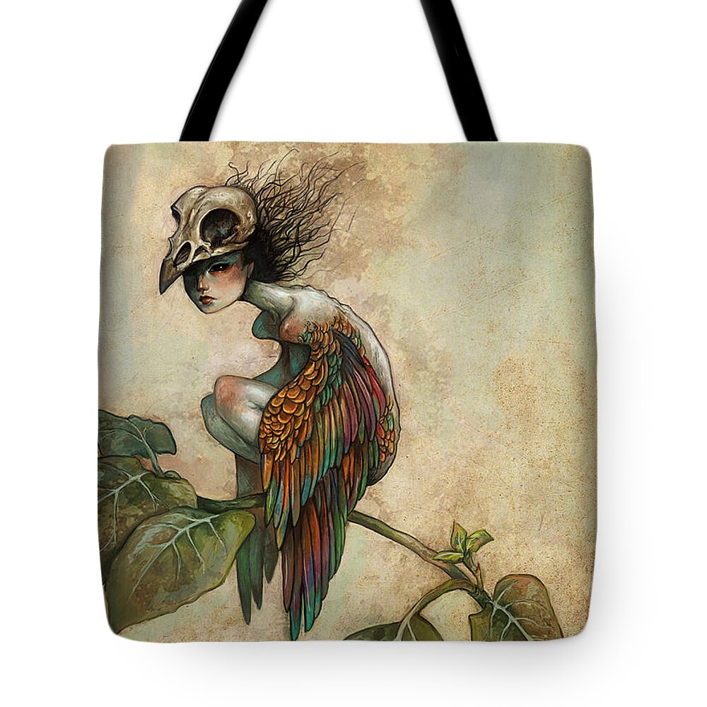 Bird Tote Bag featuring the painting Soul of a Bird by Caroline Jamhour