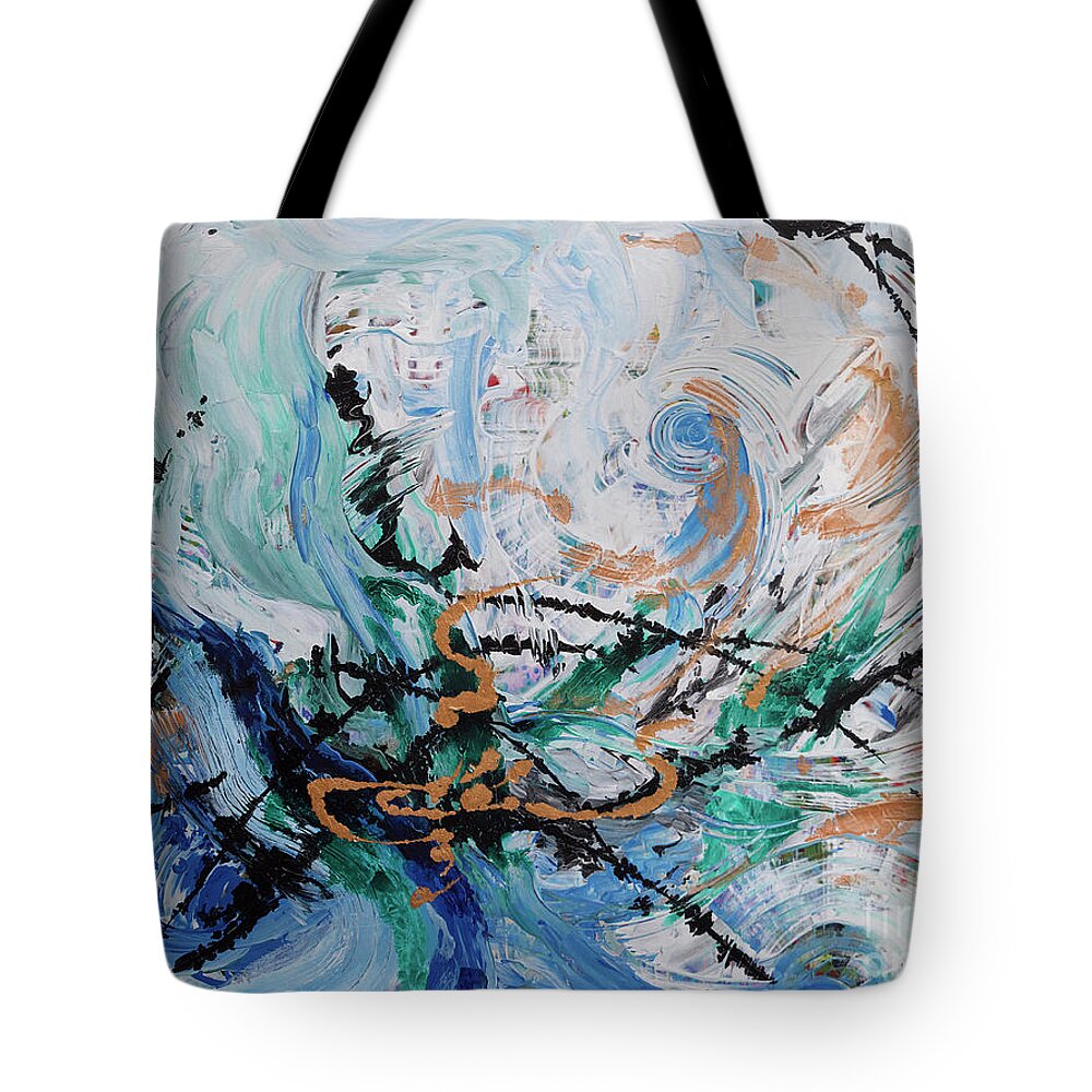 Abstract Tote Bag featuring the painting Sound of the Sea by Jyotika Shroff