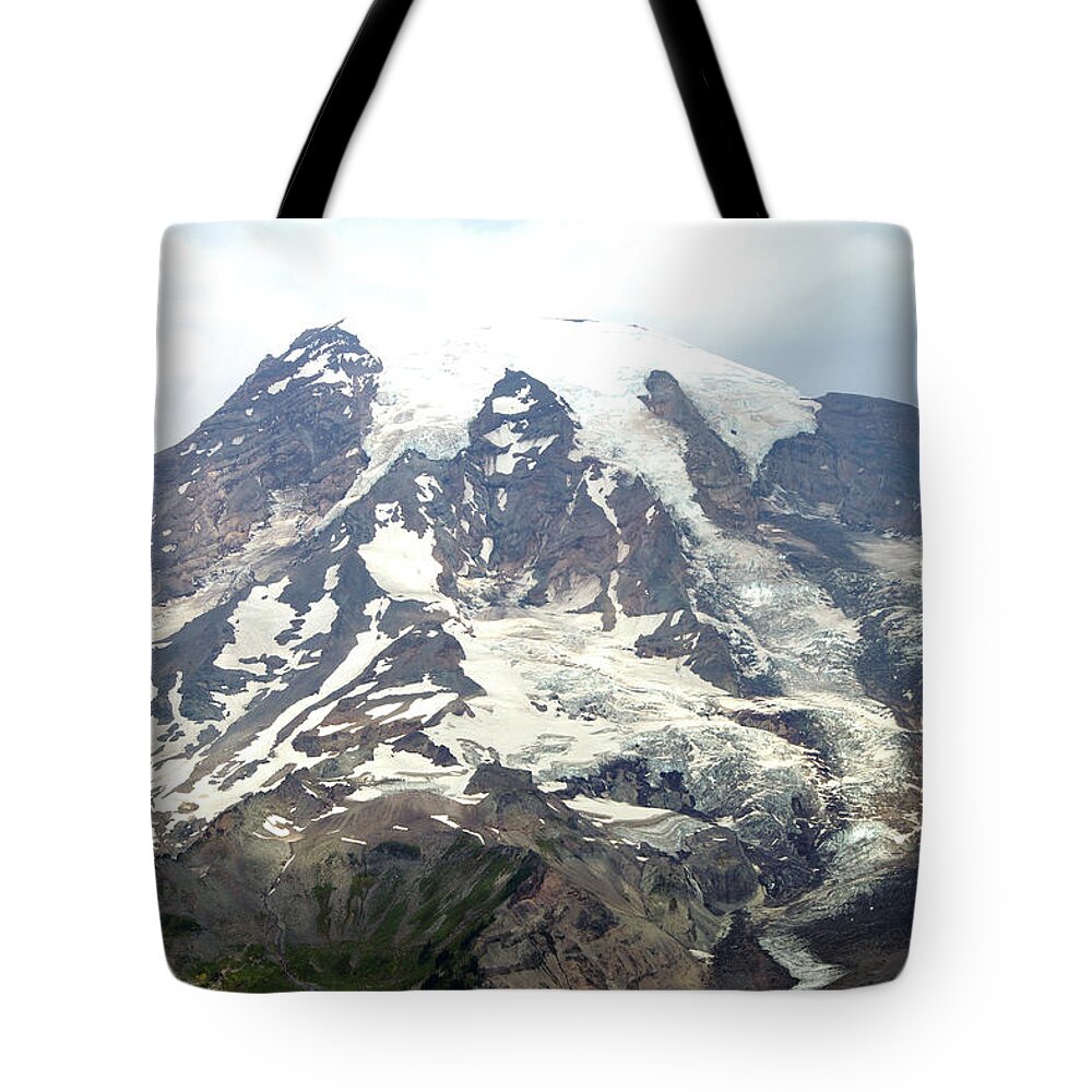 Mrnp Tote Bag featuring the photograph South face and glaciers of Mt. Rainier by Steve Estvanik