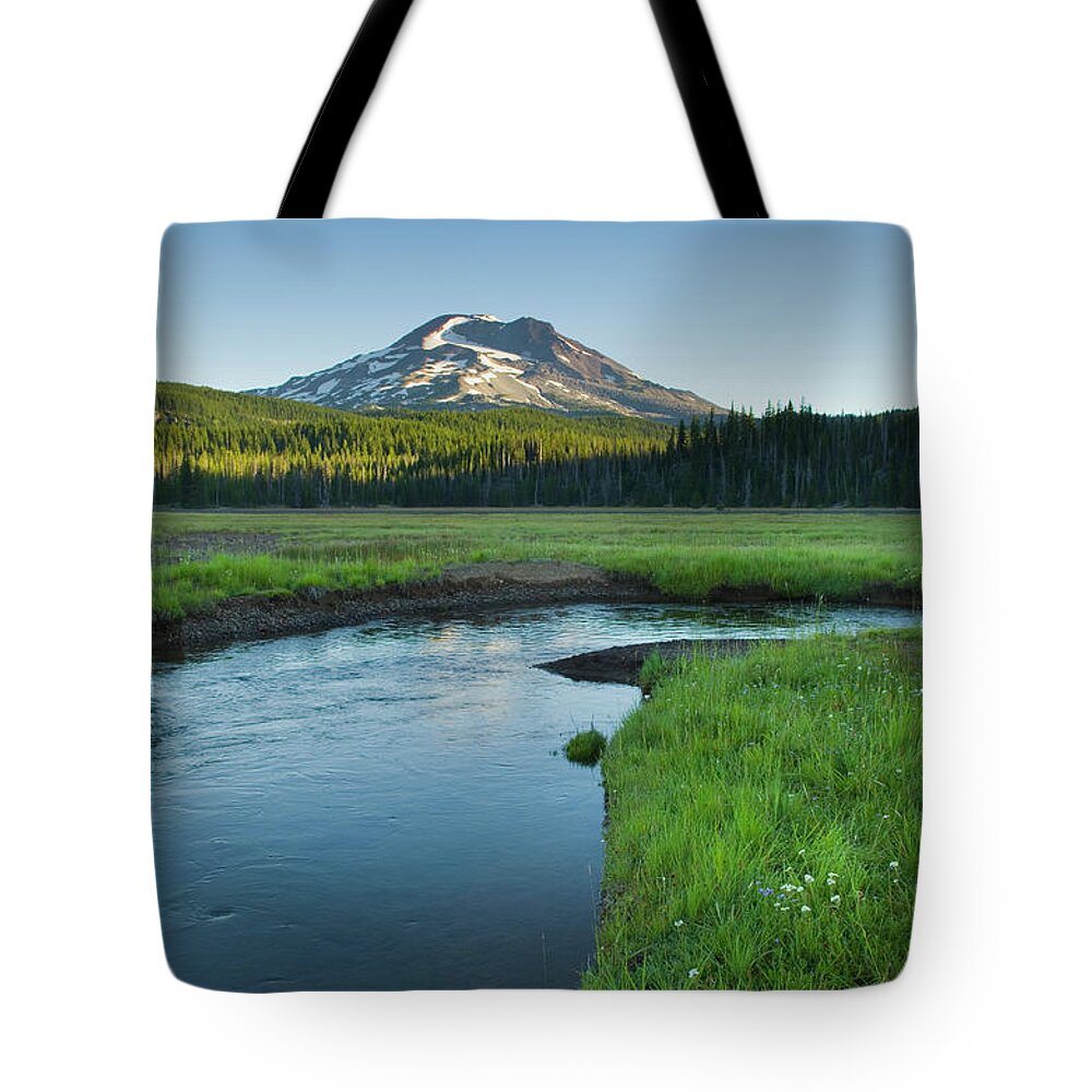 Scenics Tote Bag featuring the photograph South Sister, Oregon Cascades by Alan Majchrowicz