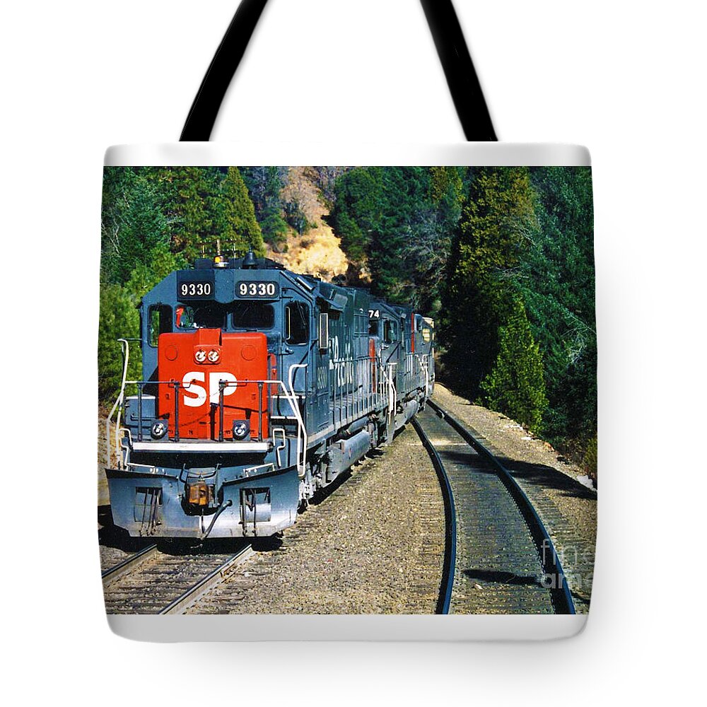Train Tote Bag featuring the photograph VINTAGE RAILROAD - Southern Pacific SD45-T2 by John and Sheri Cockrell