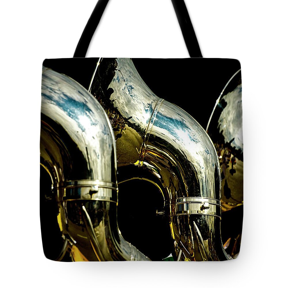 Music Tote Bag featuring the photograph Souzaphones On Parade by By Ken Ilio