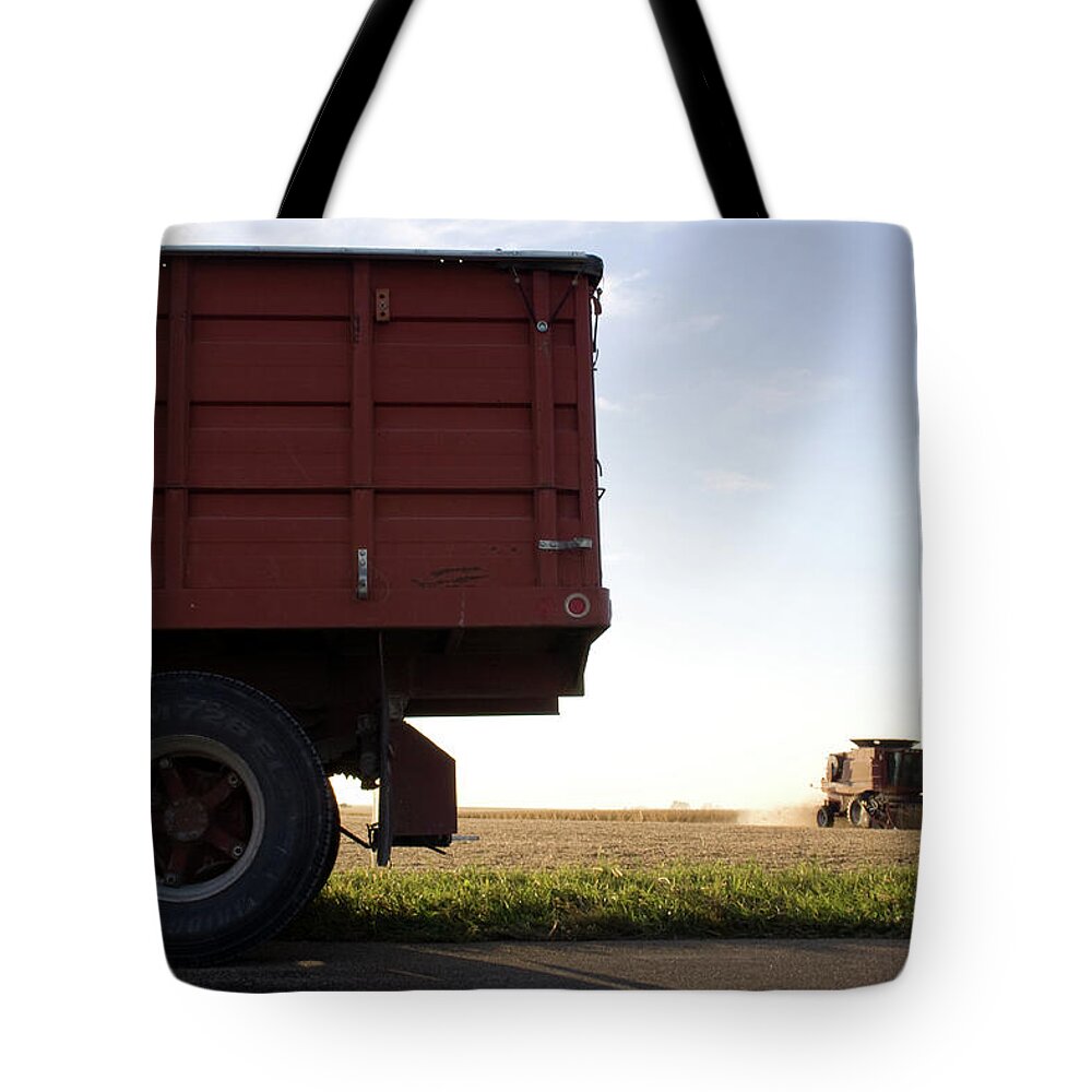 Soybean Harvesting Tote Bag featuring the photograph Soybean Harvesting by Dylan Punke