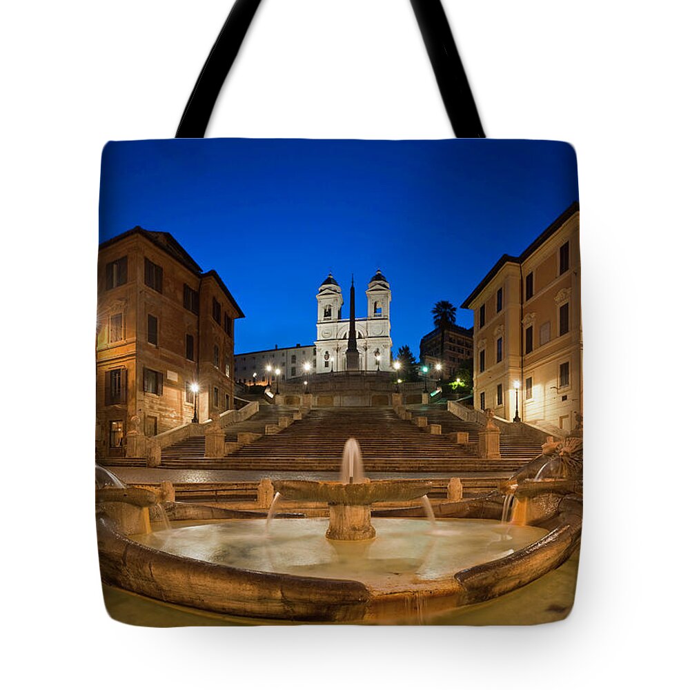 Steps Tote Bag featuring the photograph Spanish Steps Piazza Di Spagna Fontana by Fotovoyager