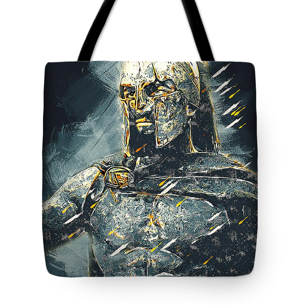Spartan Warrior Tote Bag featuring the painting Spartan Hoplite - 49 by AM FineArtPrints