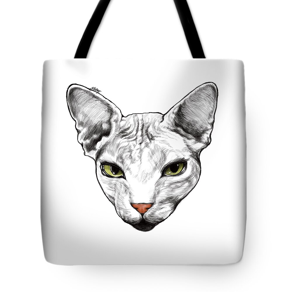 Drawing Tote Bag featuring the digital art Sphynx by Jindra Noewi