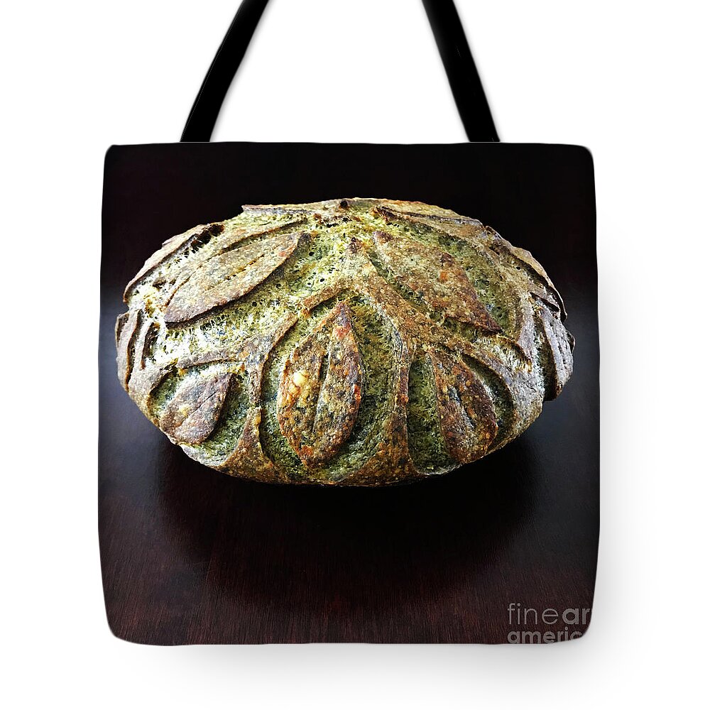 Bread Tote Bag featuring the photograph Spicy Spinach Sourdough 2 by Amy E Fraser