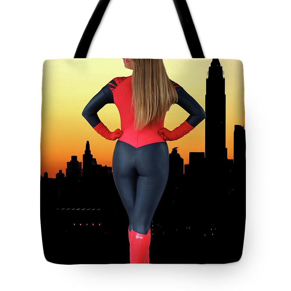 Spider Tote Bag featuring the photograph Spider Woman Sunset by Jon Volden