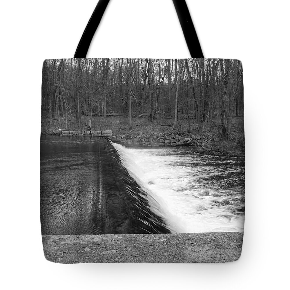 Waterloo Village Tote Bag featuring the photograph Spillway at Waterloo Village by Christopher Lotito