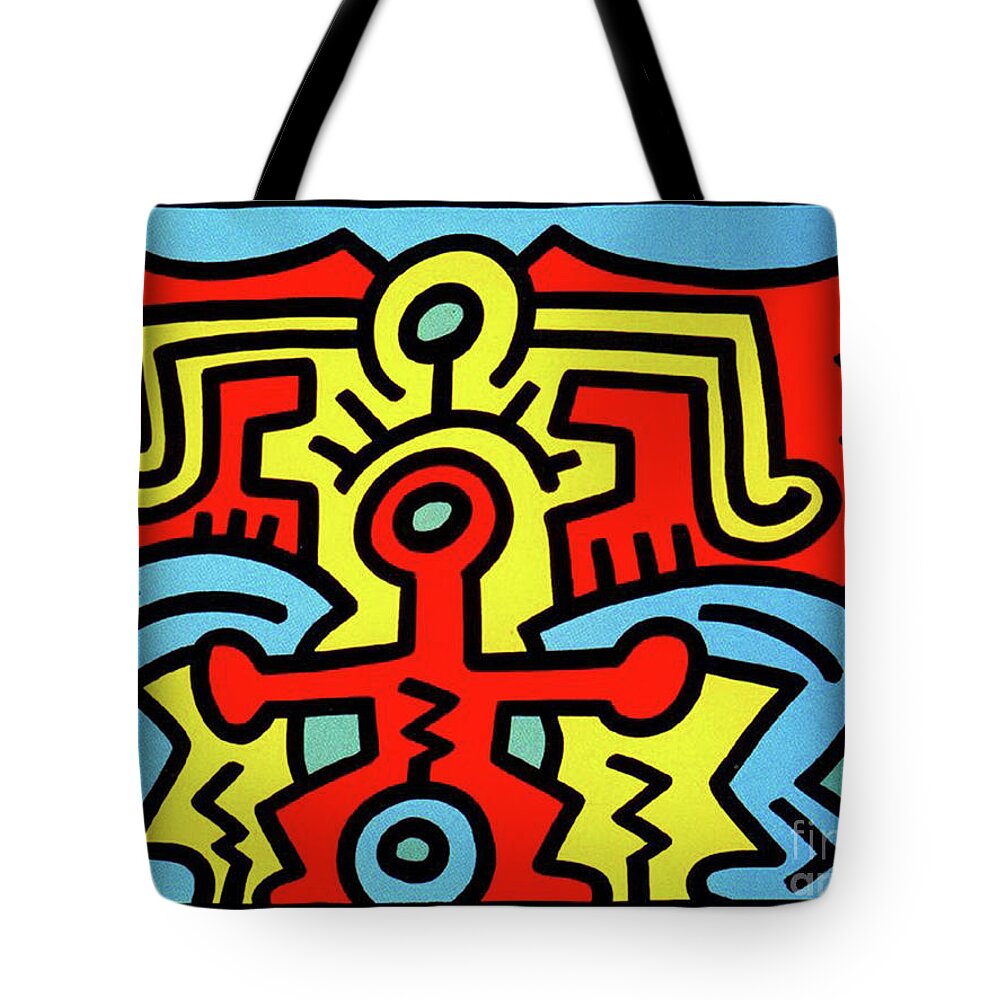 Haring Tote Bag featuring the painting Spirit of Art by Haring