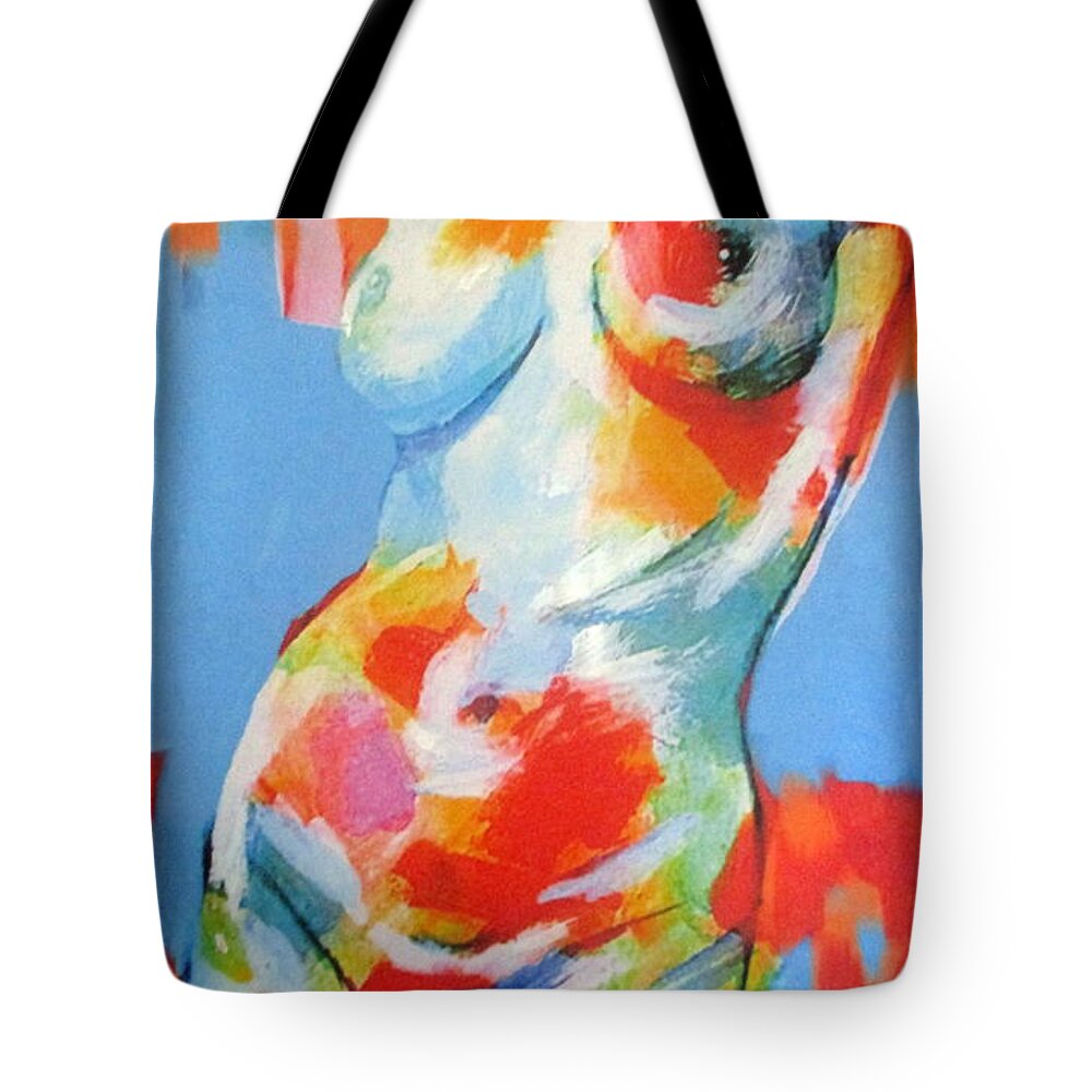 Abstract Figures Tote Bag featuring the painting Splash of desire by Helena Wierzbicki