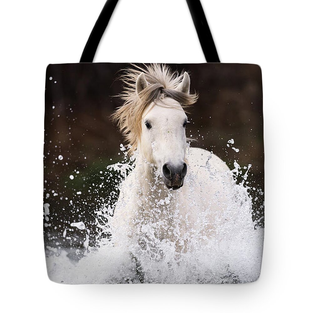Action Tote Bag featuring the photograph Splashing Horse by Shannon Hastings
