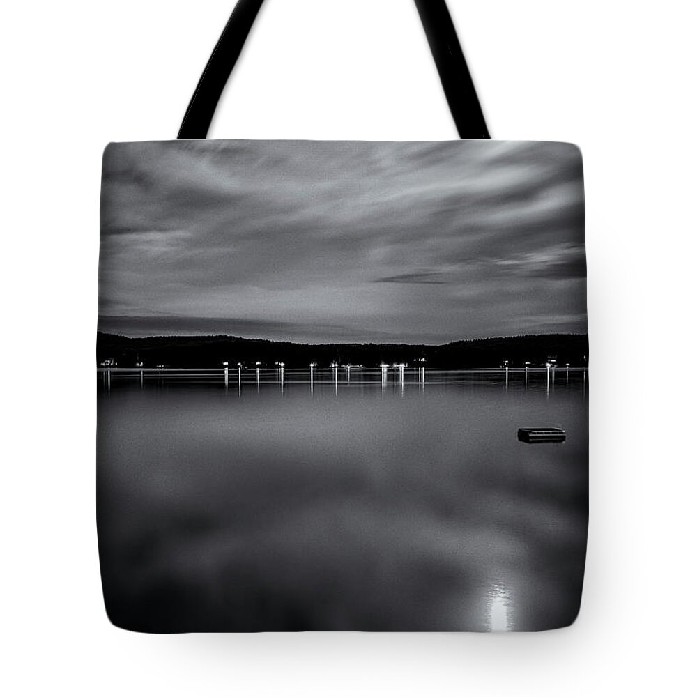 Spofford Lake New Hampshire Tote Bag featuring the photograph Spofford Lake Moon by Tom Singleton
