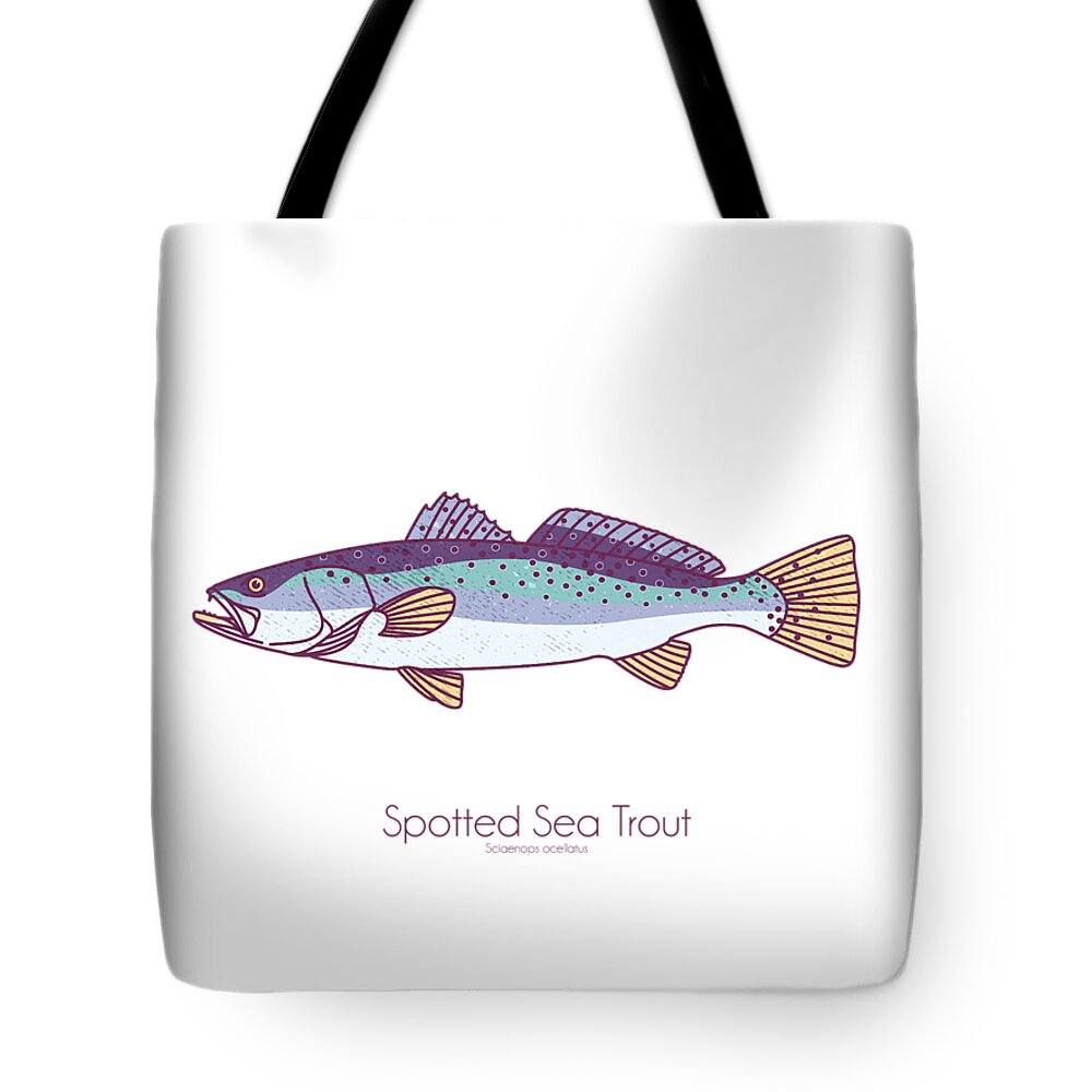 Spotted Sea Trout Tote Bag featuring the digital art Spotted Sea Trout by Kevin Putman