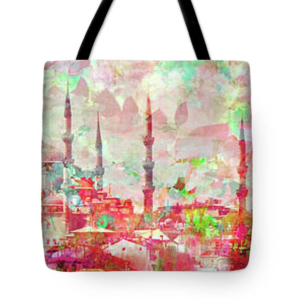 Abstract Tote Bag featuring the mixed media Spring Around The World by Ginette Callaway