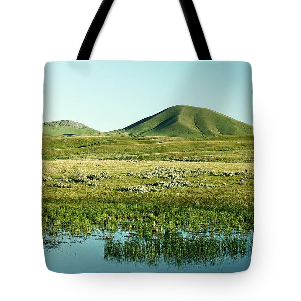 Spring Tote Bag featuring the photograph Spring Green Hills by Todd Klassy