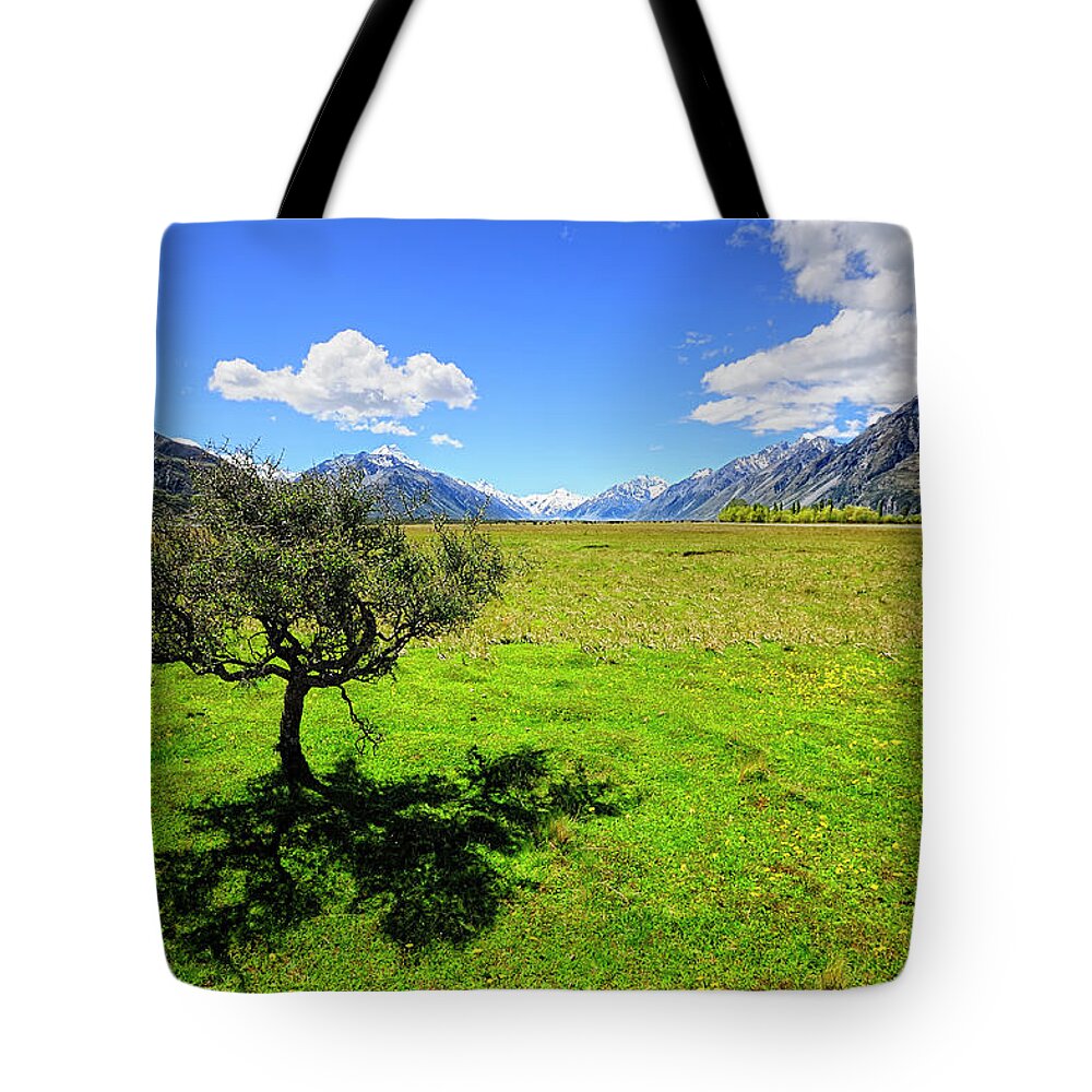 Tranquility Tote Bag featuring the photograph Spring In Mt Cook by Thienthongthai Worachat