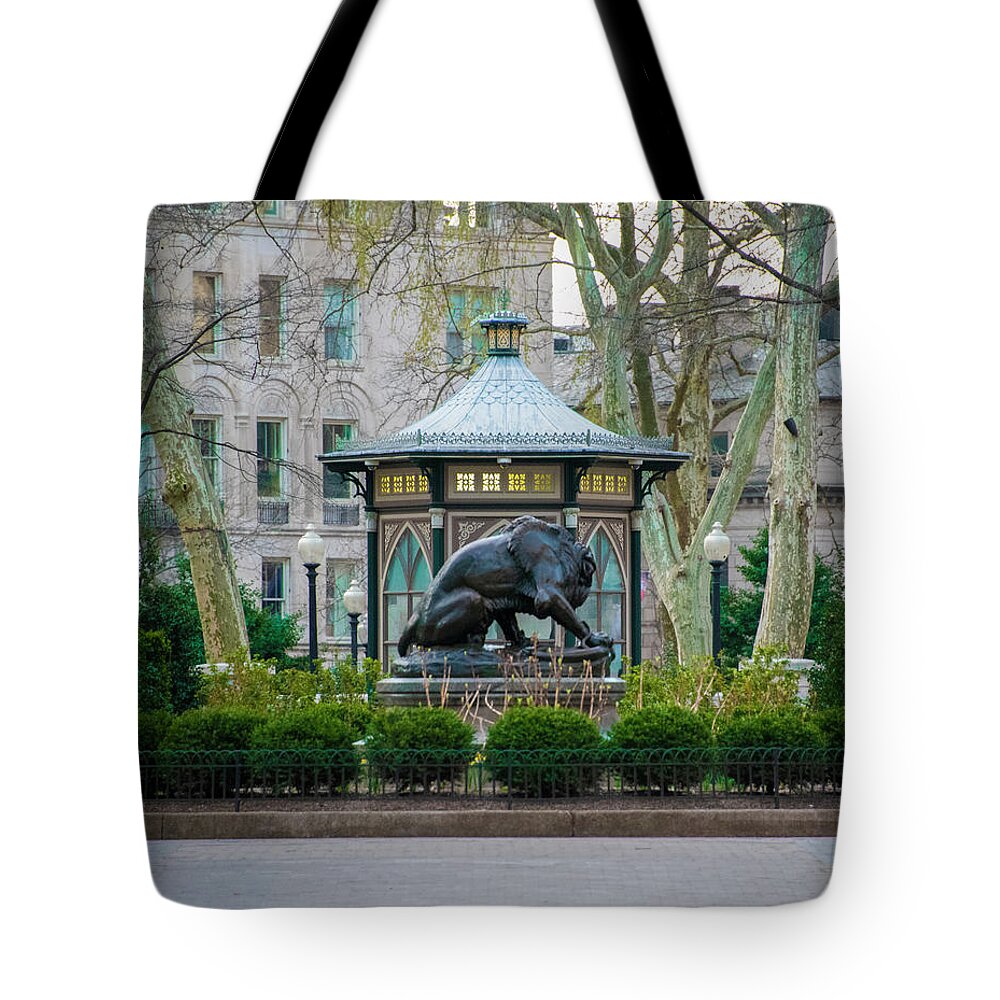 Spring Tote Bag featuring the photograph Spring Morning in April - Rittenhouse Square by Bill Cannon