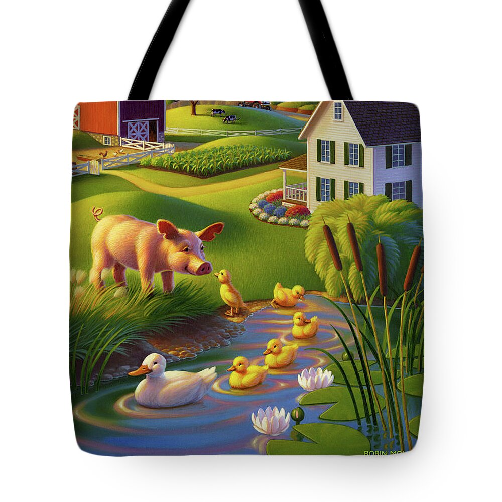 Spring Pig Tote Bag featuring the painting Spring Pig by Robin Moline