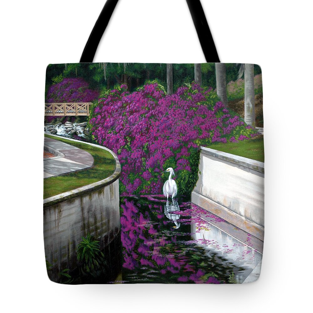 Landscape Tote Bag featuring the painting Spring Time at Booker Creek by Adrienne Dye