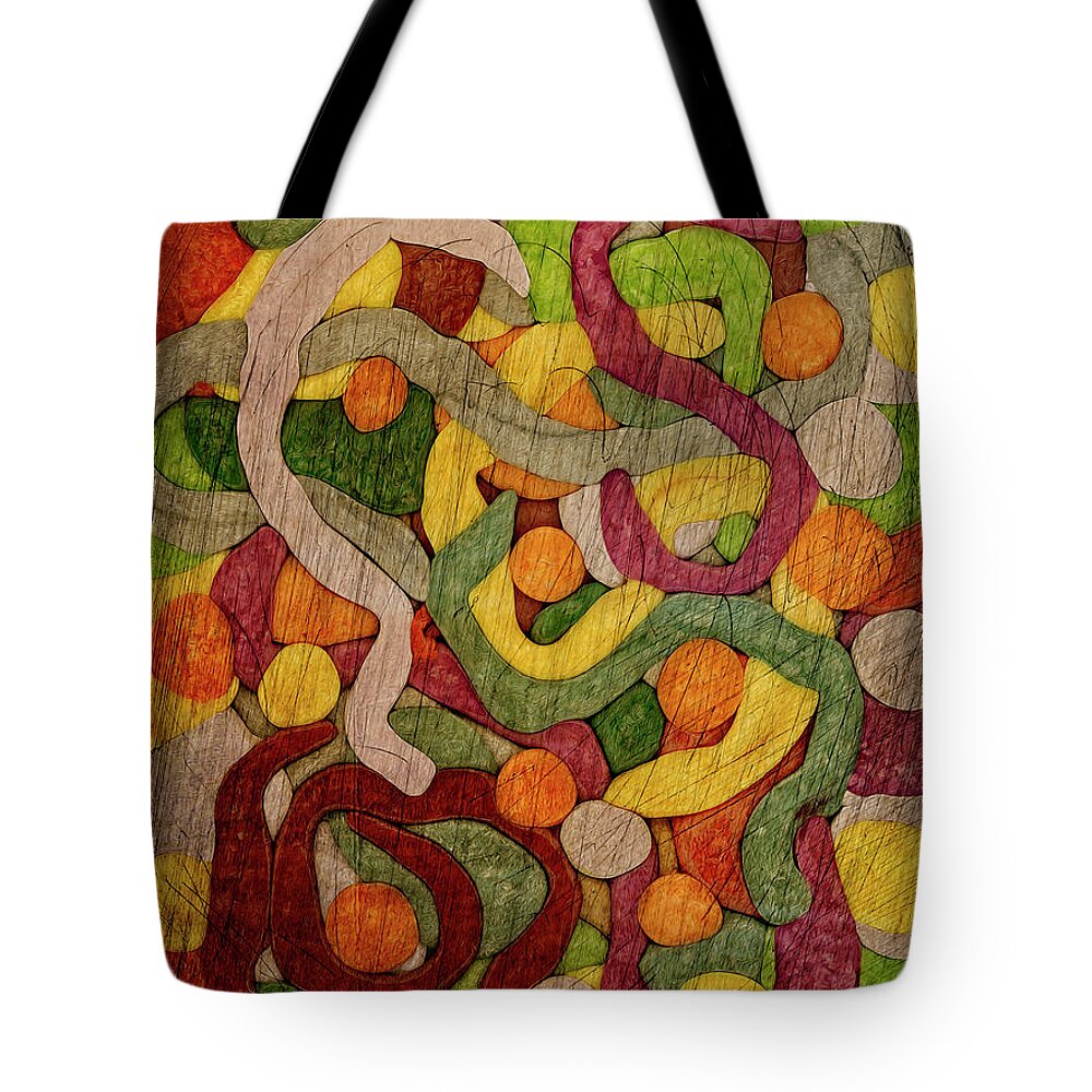 Abstract Experimentalism Tote Bag featuring the digital art Squiggle Dot Morphology by Becky Titus