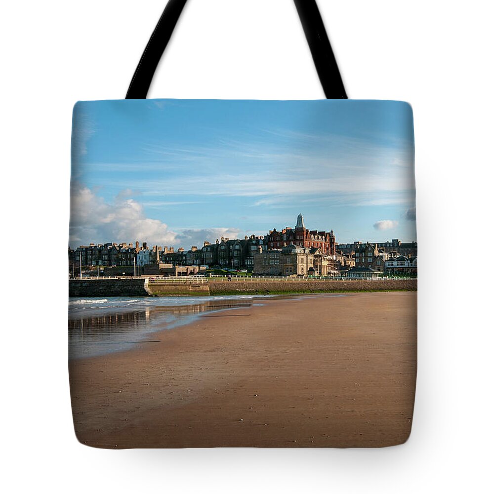St Andrews Tote Bag featuring the mixed media St Andrews, Fife by Smart Aviation