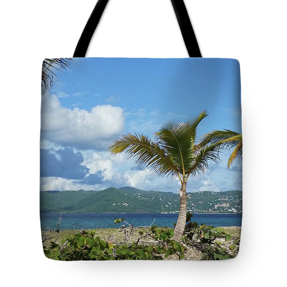 Palm Tote Bag featuring the photograph St. John View by Climate Change VI - Sales