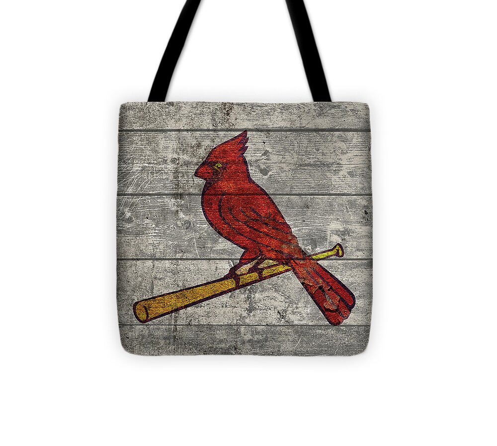 St Louis Cardinals Logo Vintage Barn Wood Paint Tote Bag by Design Turnpike  - 13 x 13 - Instaprints