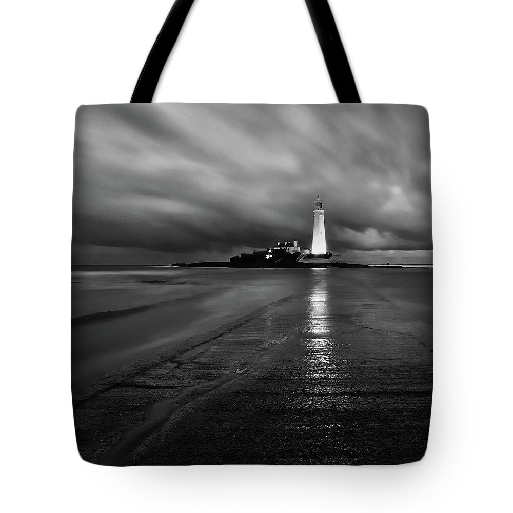 Security Tote Bag featuring the photograph St. Marys Lighthouse by Jeff Vyse