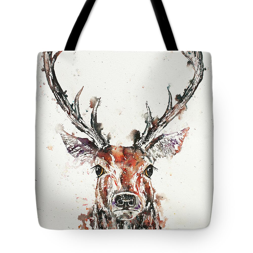 Stag Tote Bag featuring the painting Stag Portrait by John Silver