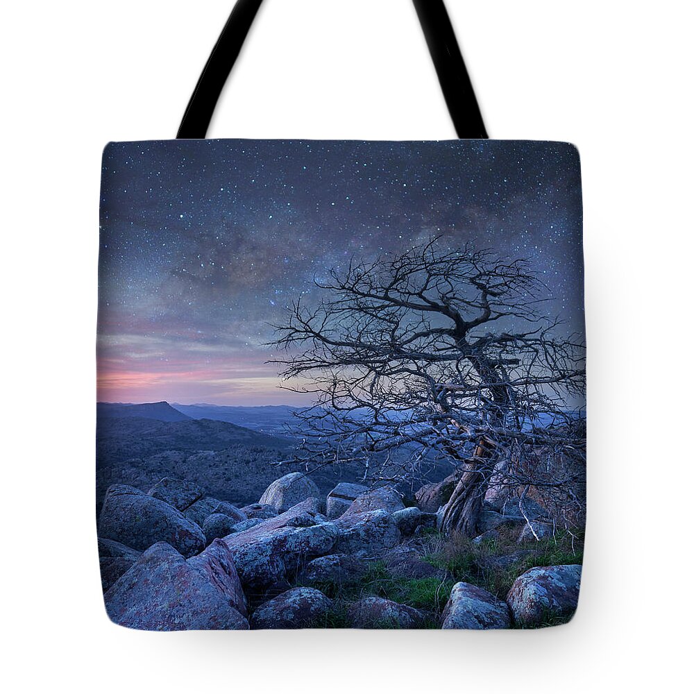 00559646 Tote Bag featuring the photograph Stars Over Pine, Mount Scott by Tim Fitzharris