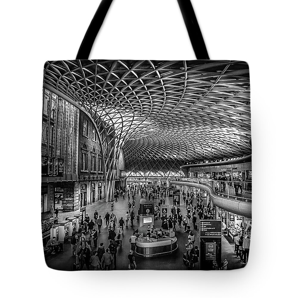 Black And White Tote Bag featuring the photograph Station by S J Bryant