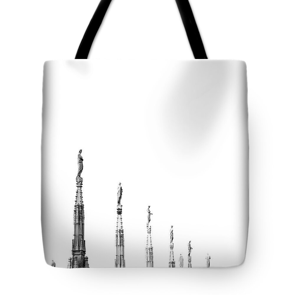 Statue Tote Bag featuring the photograph Statues On The Roof Of The Duomo by Sam Bloomberg-rissman